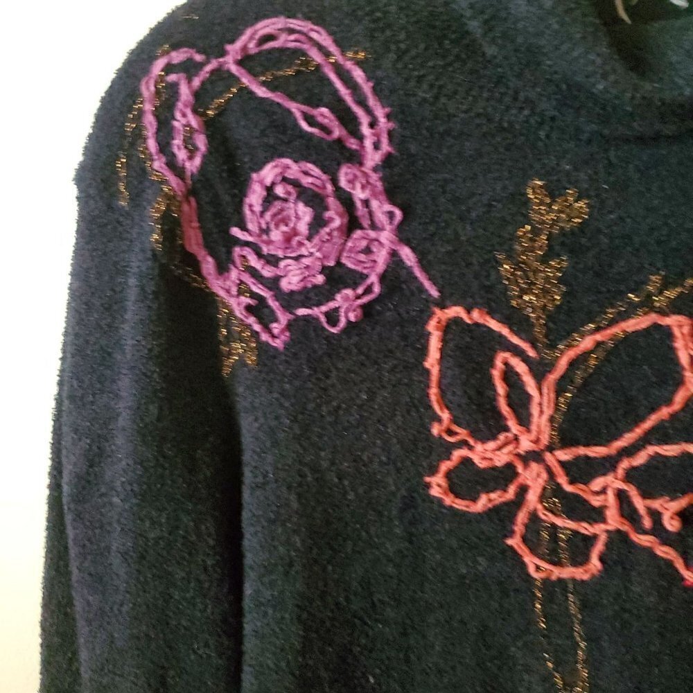 Susan Bristol Vintage Black Multi Media Turtleneck Sweater Size M - Picture 6 of 8